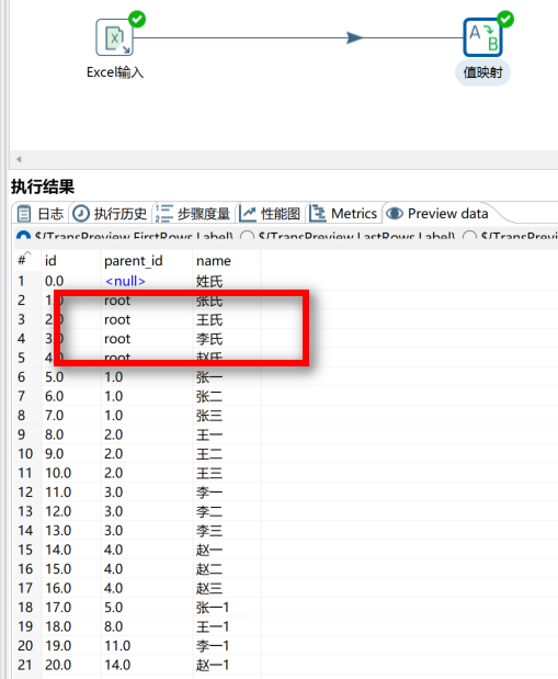 值映射转换预览